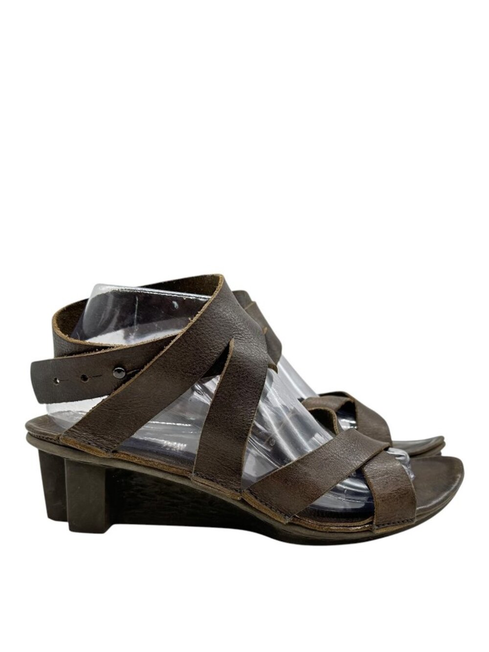 Trippen Wedge Heel Sandals 41 9.5 Wraparound Strappy Leather Made in Germany